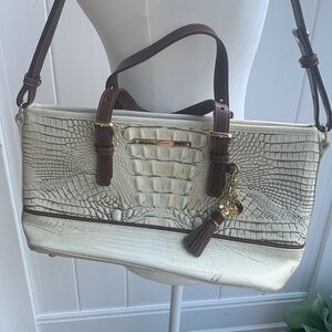 Brahmin Croc Leather Beige and Brown Bag